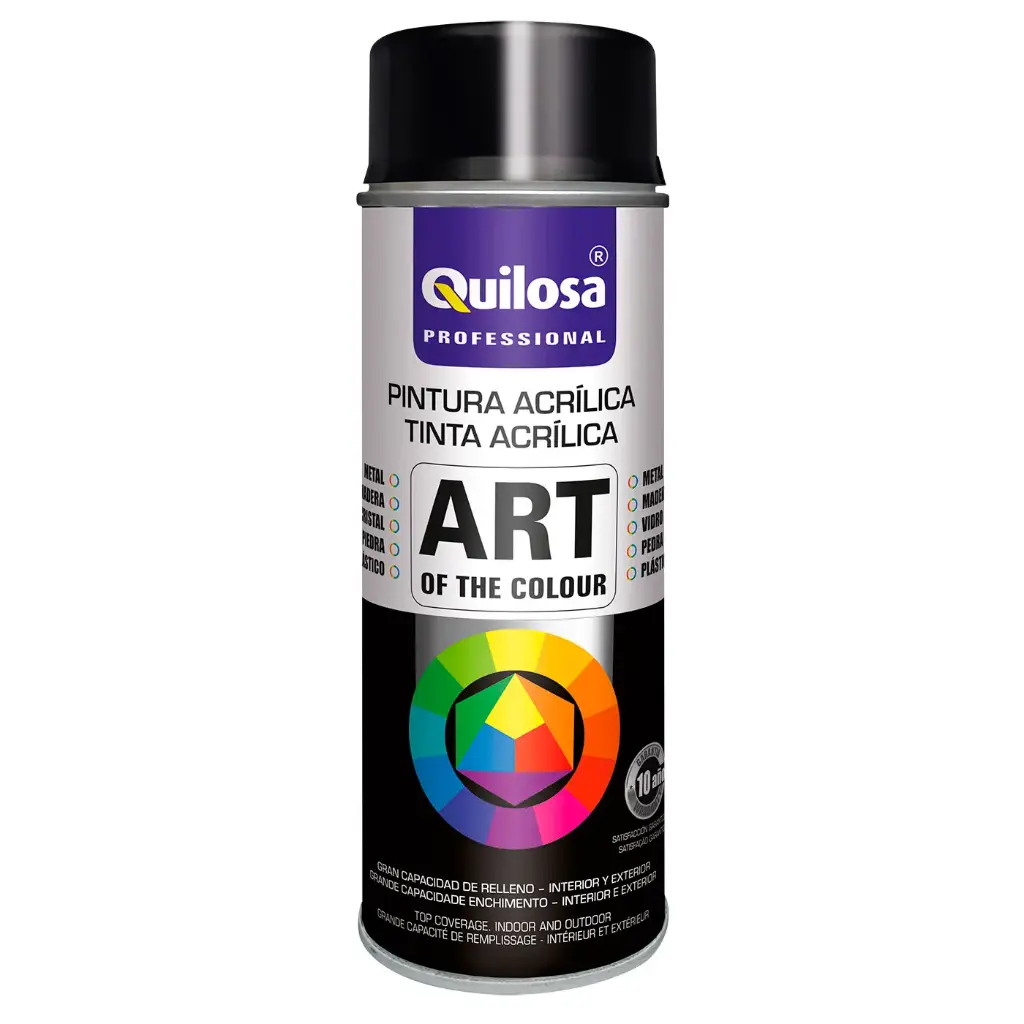 [00296] Spray Pintura Acrílica Art Of The Color 400ml. Quilosa (RAL 9005 negro mate fuerte)