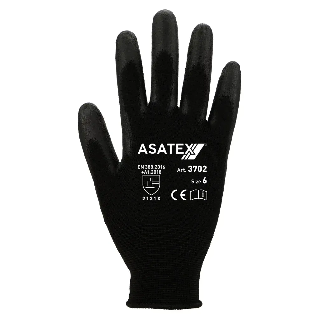 Guantes Mecánicos PU Negro PU 3702 (8)