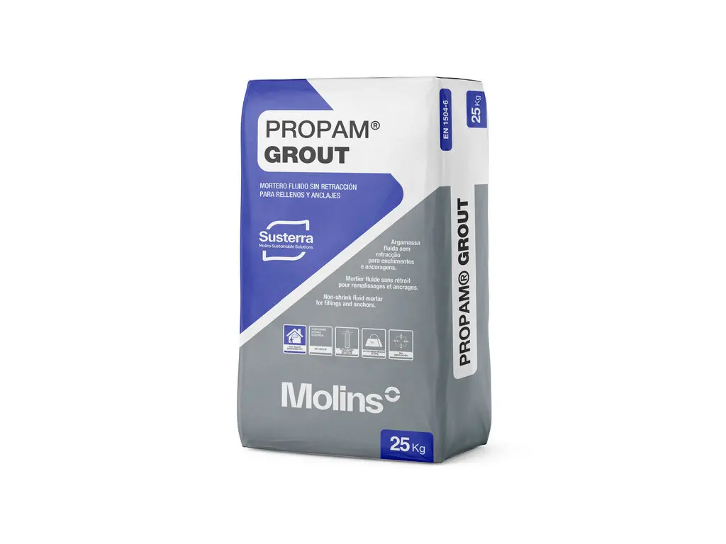 [P1006] Grout Mortero Fluido Sin Retracción para Rellenos y Anclajes 25 kg
